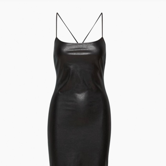 NWOT ARITZIA STRAPPY BACK VEGAN LEATHER DRESS - Picture 2 of 13